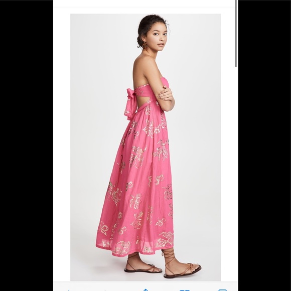 NWT free people Baja Babe Midi Dress in Hot Pink - Picture 3 of 6
